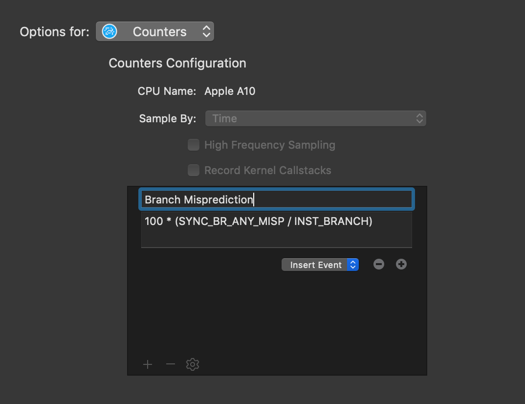 Creating a Counters formula for branch misprediction