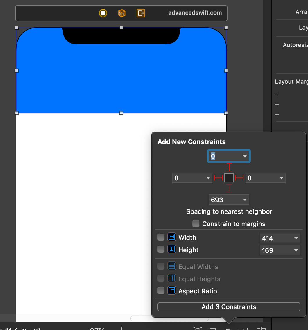 UIView Autolayout Constraints In A Storyboard