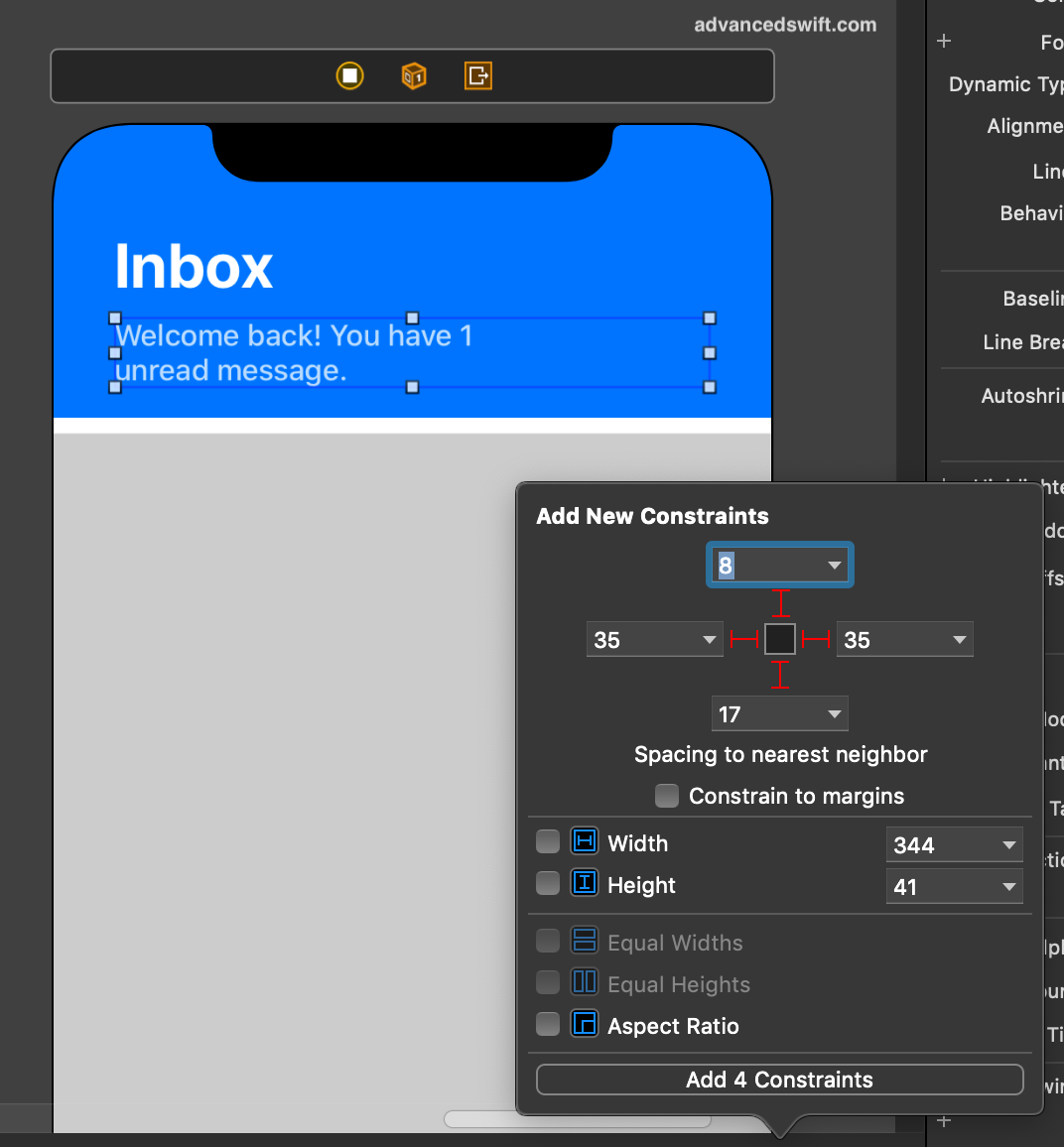 UILabel Example Autolayout Constraints In A Storyboard