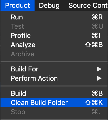 Clean Build Folder Menu Command In Xcode